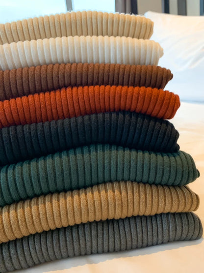 Blusa feminina elegante de malha básica lisa, suéter de gola alta, manga longa, casual